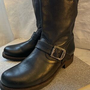 Frye Black Leather Moto Boots